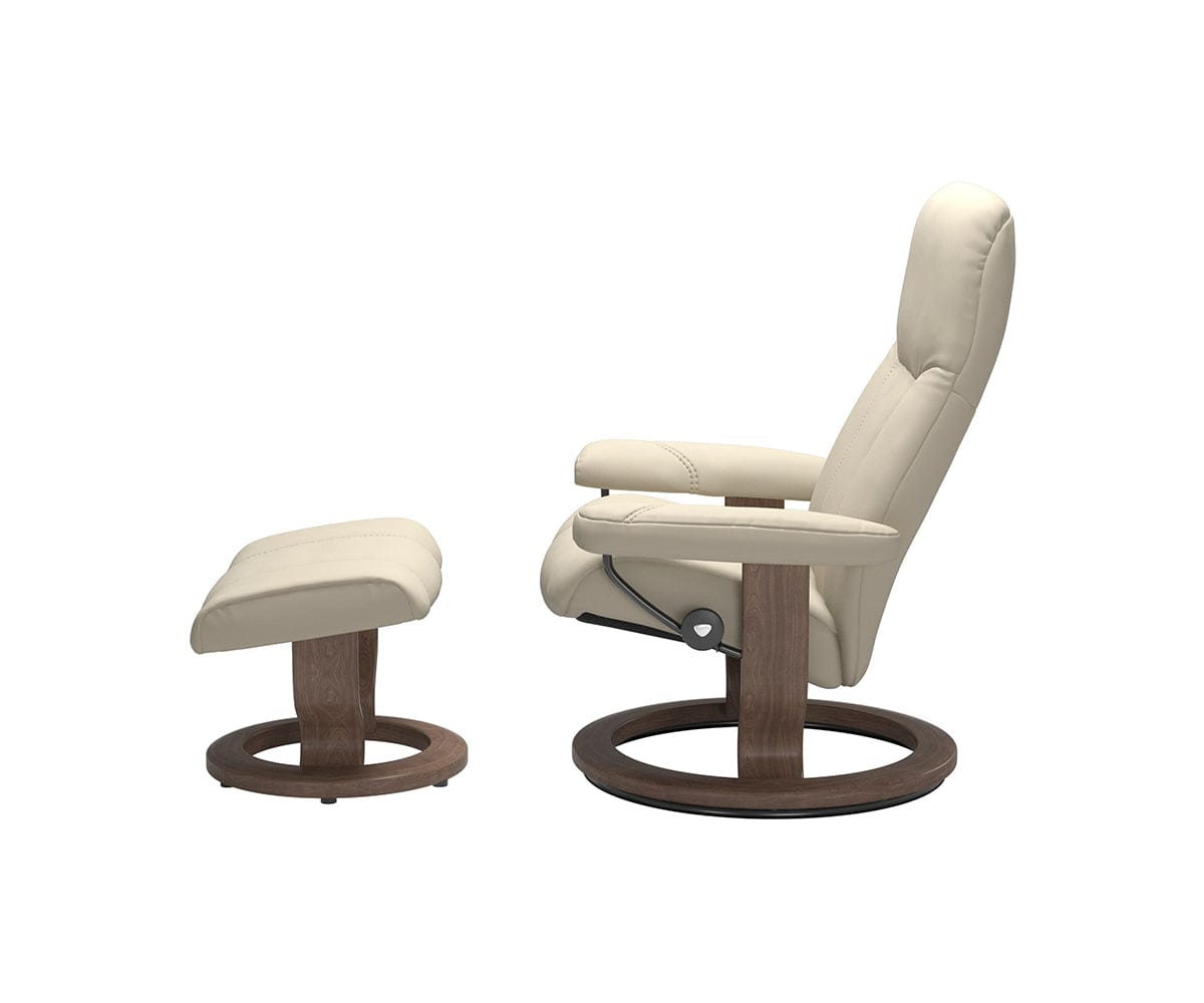 Stressless® Consul Recliner & Ottoman - Cream | Scandinavian Designs