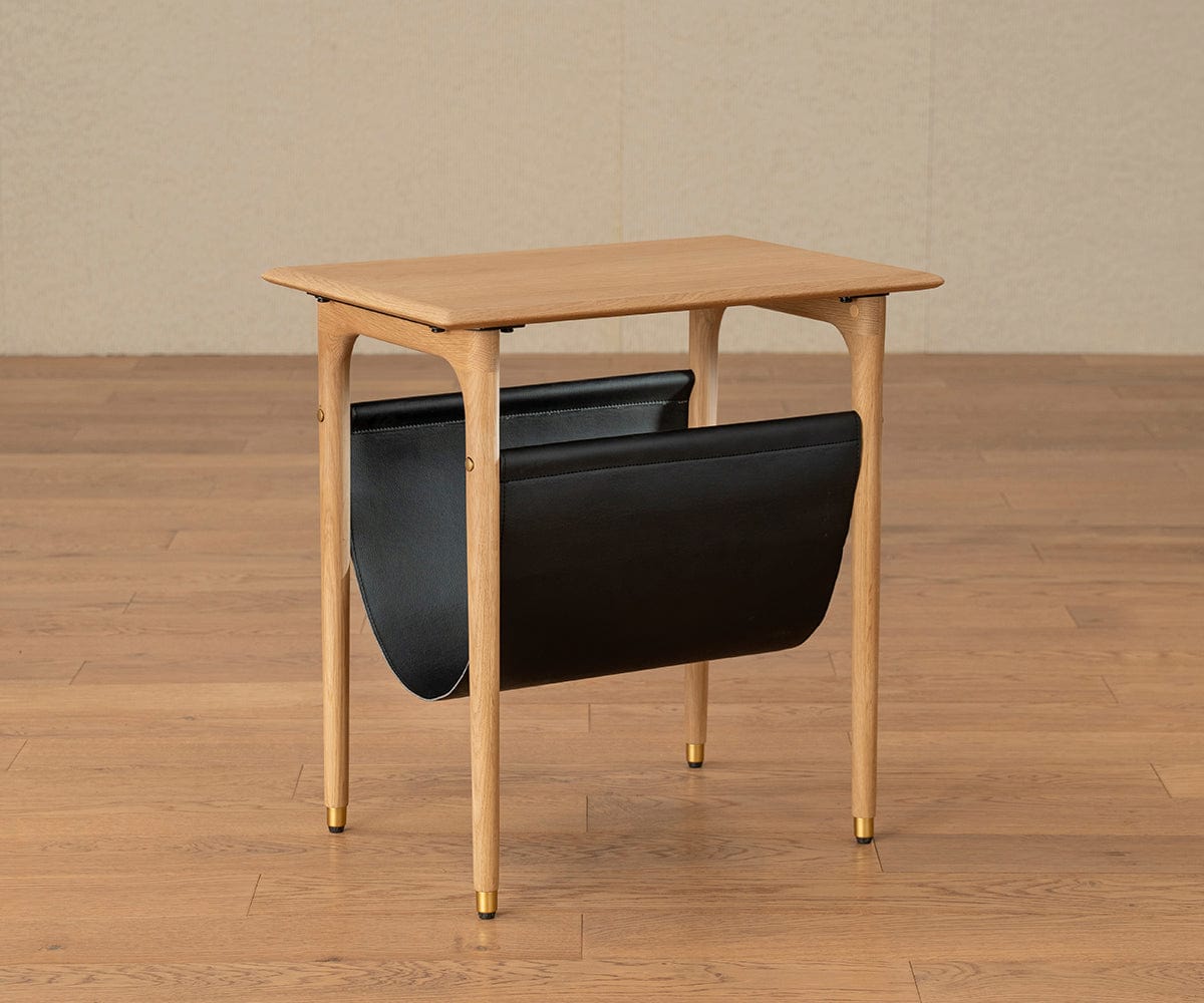 Hendrick End Table With Hanging Shelf - White Oak