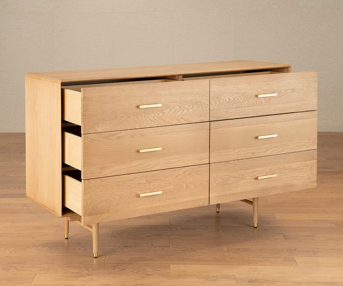 oak dresser modern Bigbiglife Wood for Bedroom, 6 Drawer Dresser with Metal Handles, Mid Century Chest of Drawer Large Storage Organizer for Living Room, Closet (Light Oak) : Home & Kitchen TextureFluted textures and gentle curves come together in a simple GDFStudio Eunice 60" Modern Wood