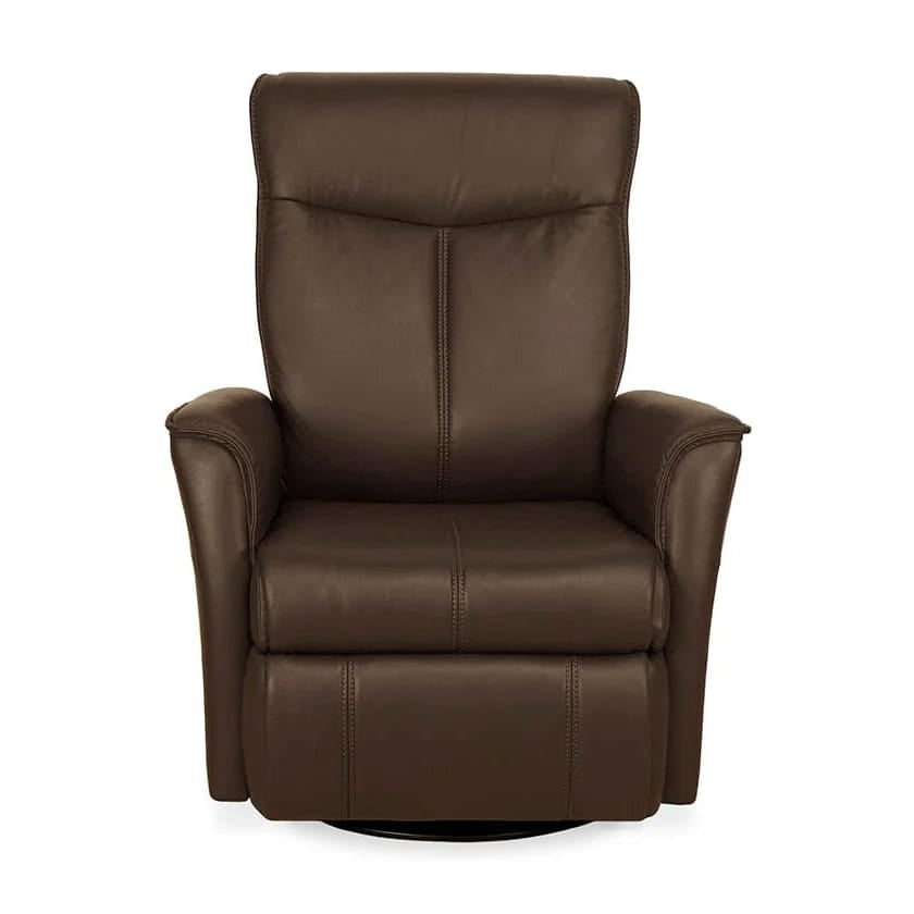 Brown leather recliner chair on a white background