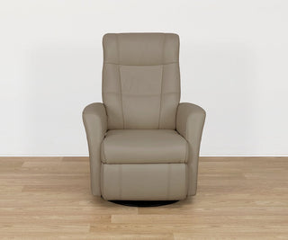 Lathan Manual Leather Recliner - Essenza Pebble / Medium