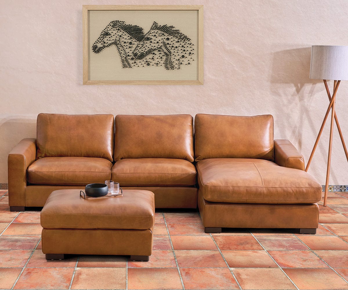 Braxten Leather Ottoman | Scandinavian Designs