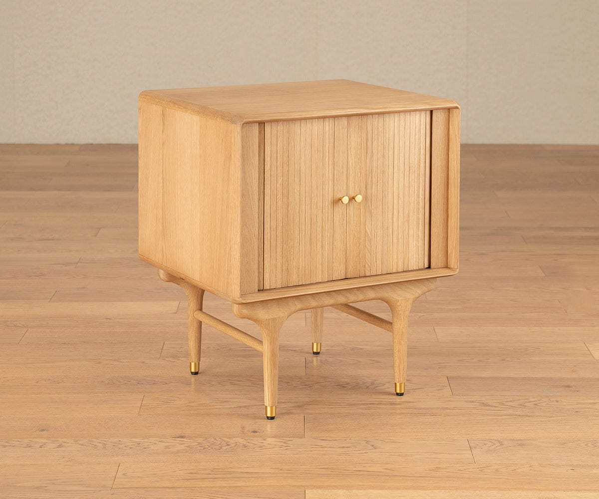 Hendrick Tambour Nightstand - White Oak | Scandinavian Designs