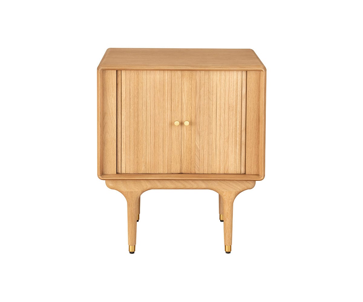 Hendrick Tambour Nightstand - White Oak | Scandinavian Designs