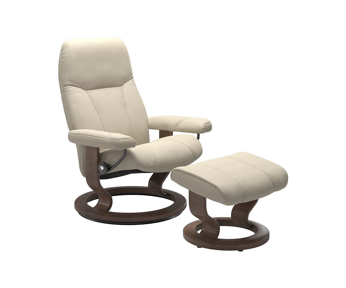 Stressless® Consul Recliner & Ottoman - Cream | Scandinavian Designs