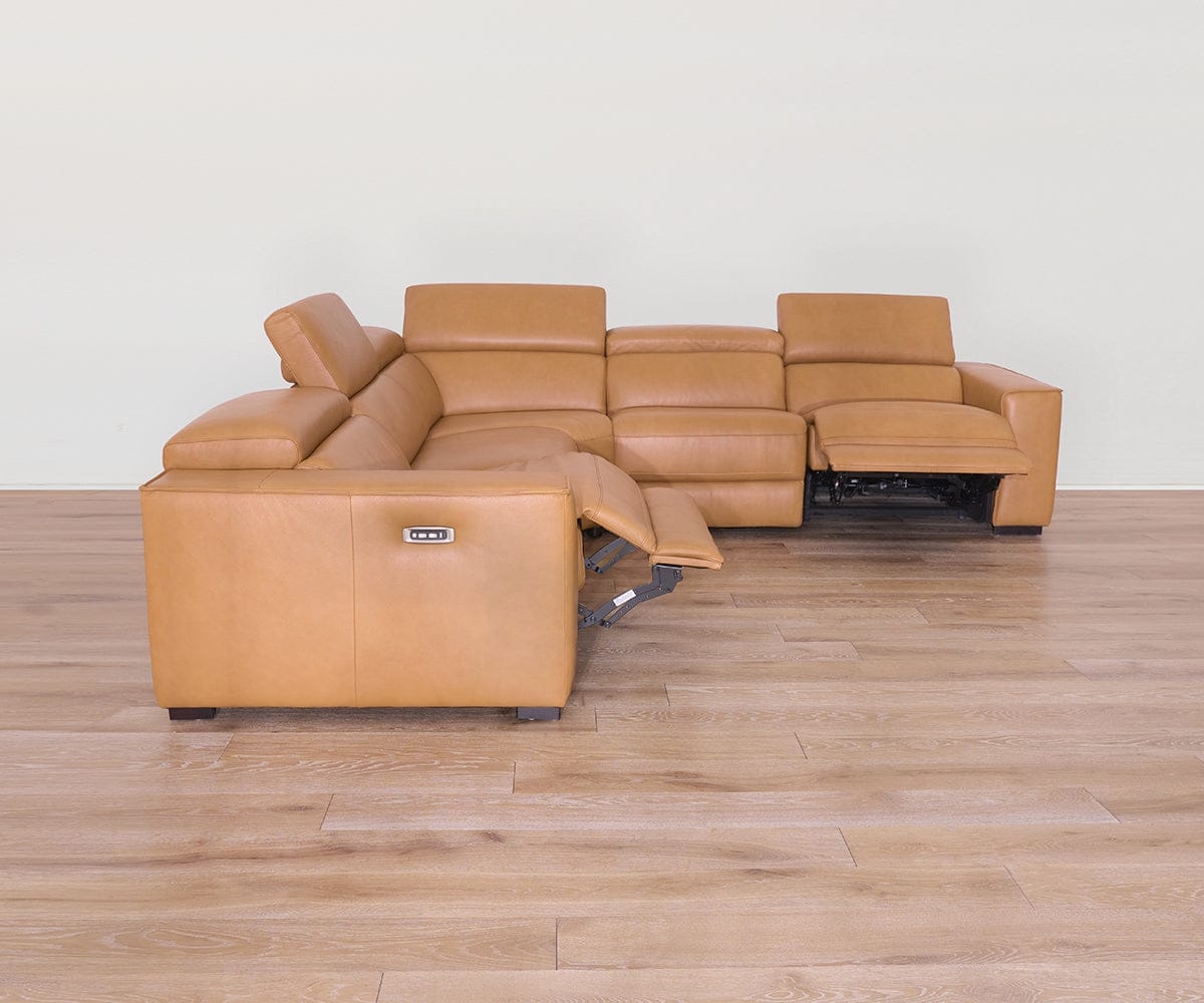 Brix Leather 5-piece Modular Power Sectional | Scandinavian Designs