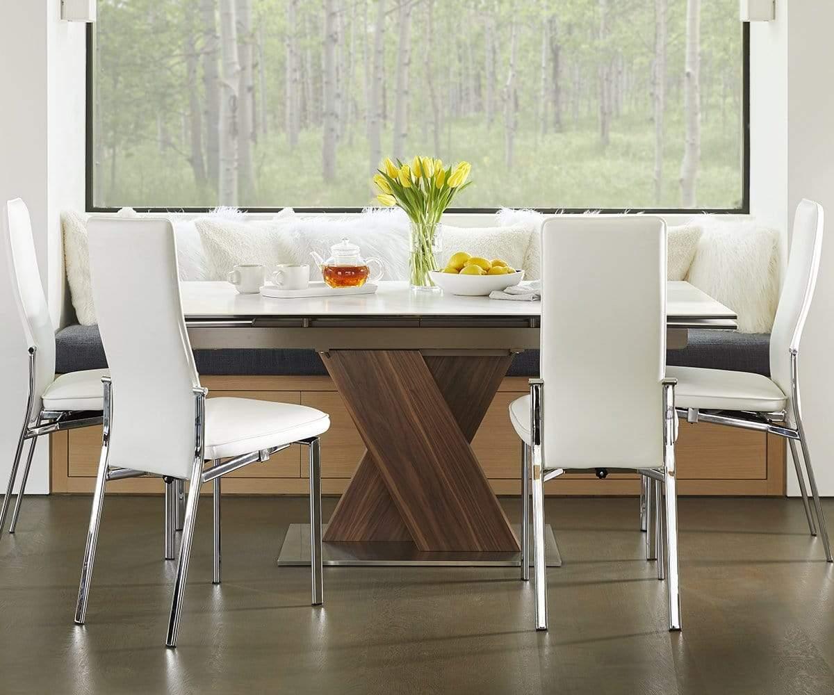 White extension outlet dining table