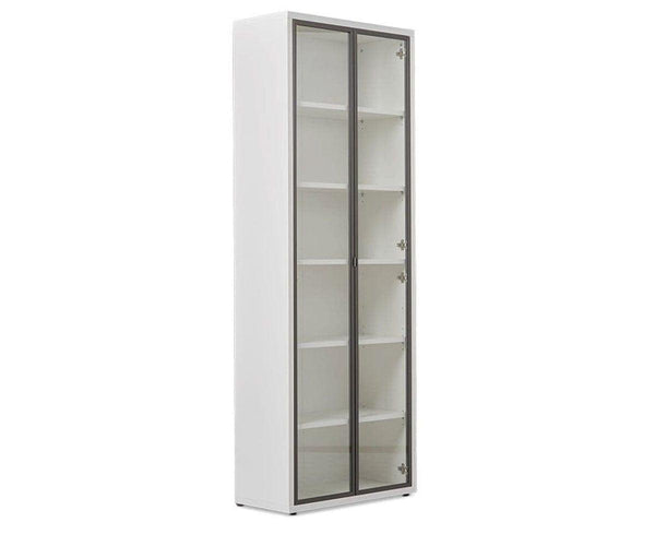 Tall white bookcase with glass doors hotsell