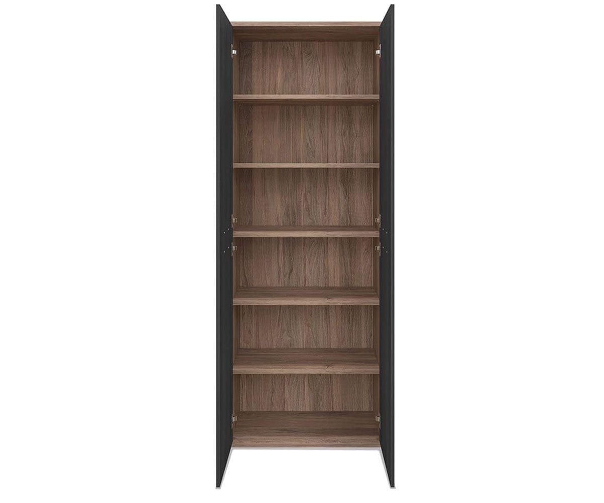 Tall black bookcase with glass doors sale