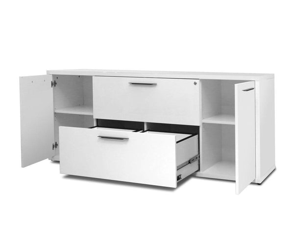 Blanc De Gris Mobile Credenza Storage Cabinet : CD-P7220S4D