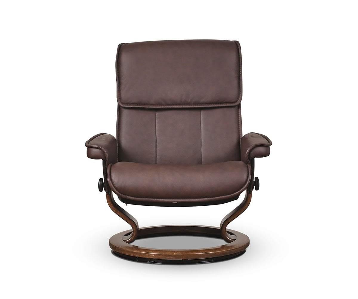 Stressless® Admiral Recliner & Ottoman - Chocolate | Scandinavian