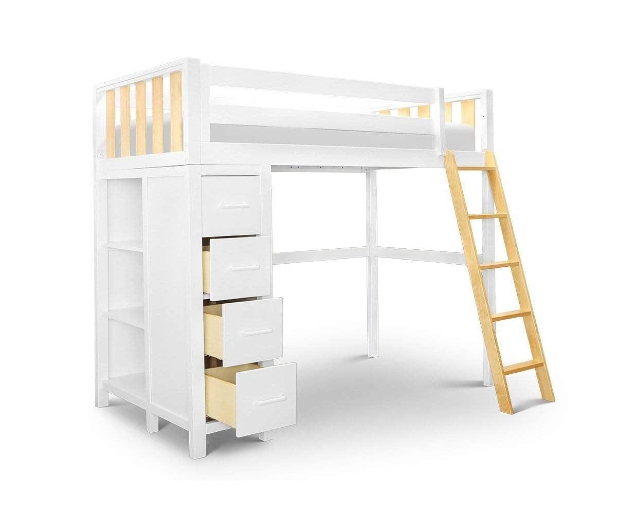 White twin loft sale bed with stairs