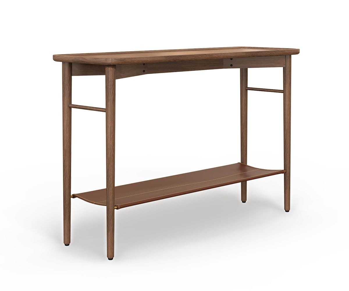 Haron Console Table with Leather Shelf
