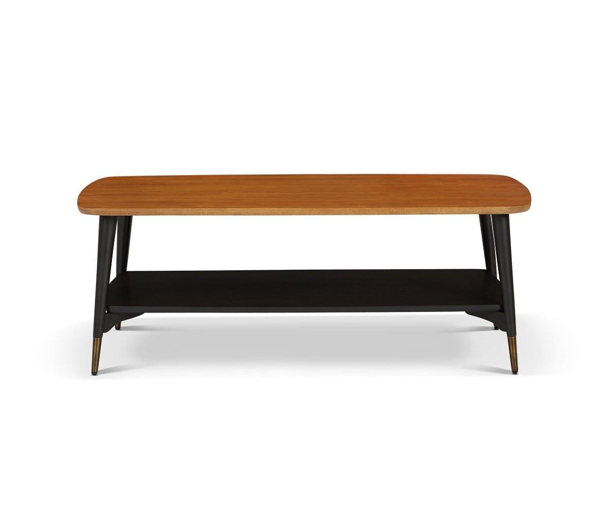 Black and light wood coffee outlet table