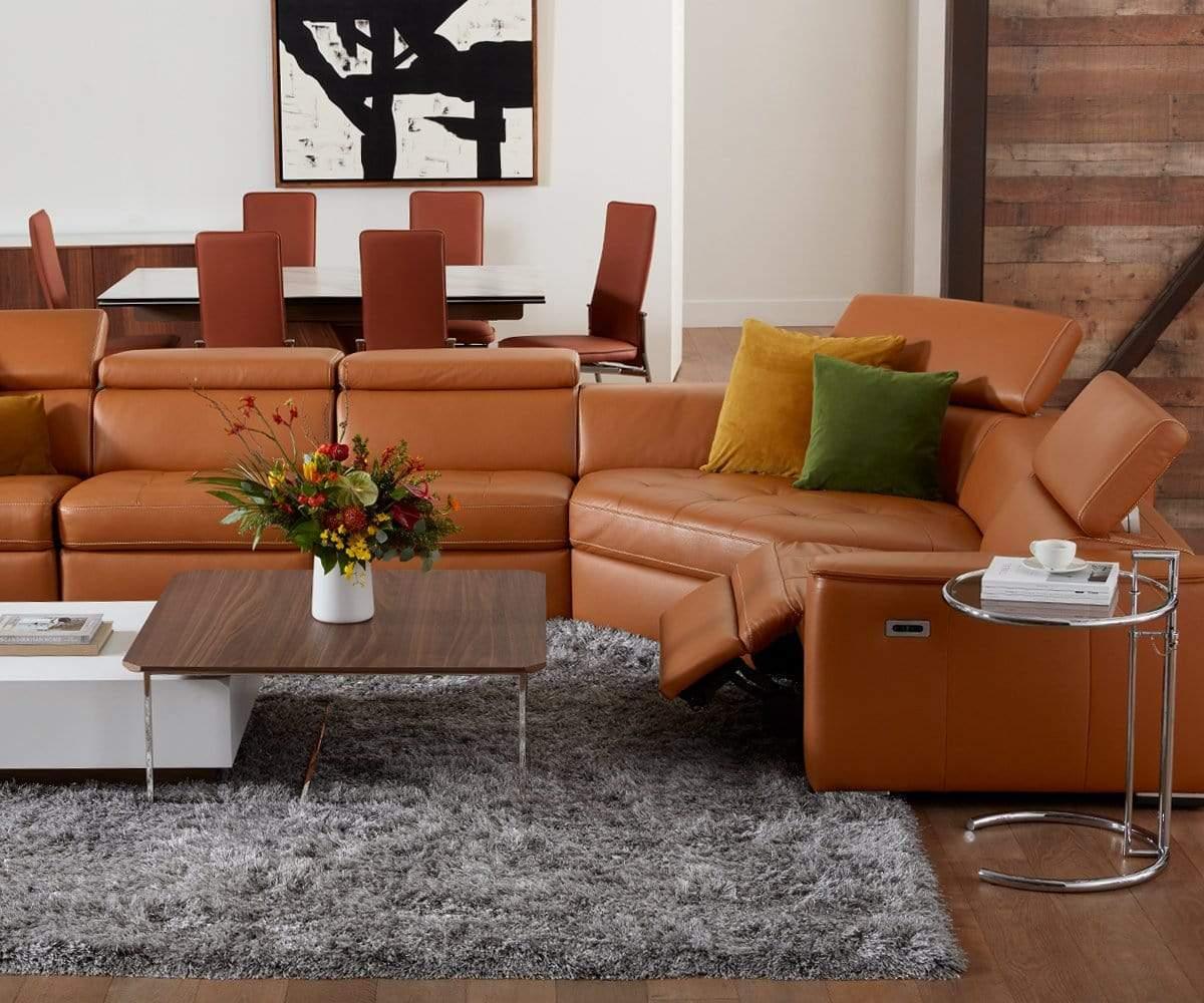 Cognac top reclining sectional