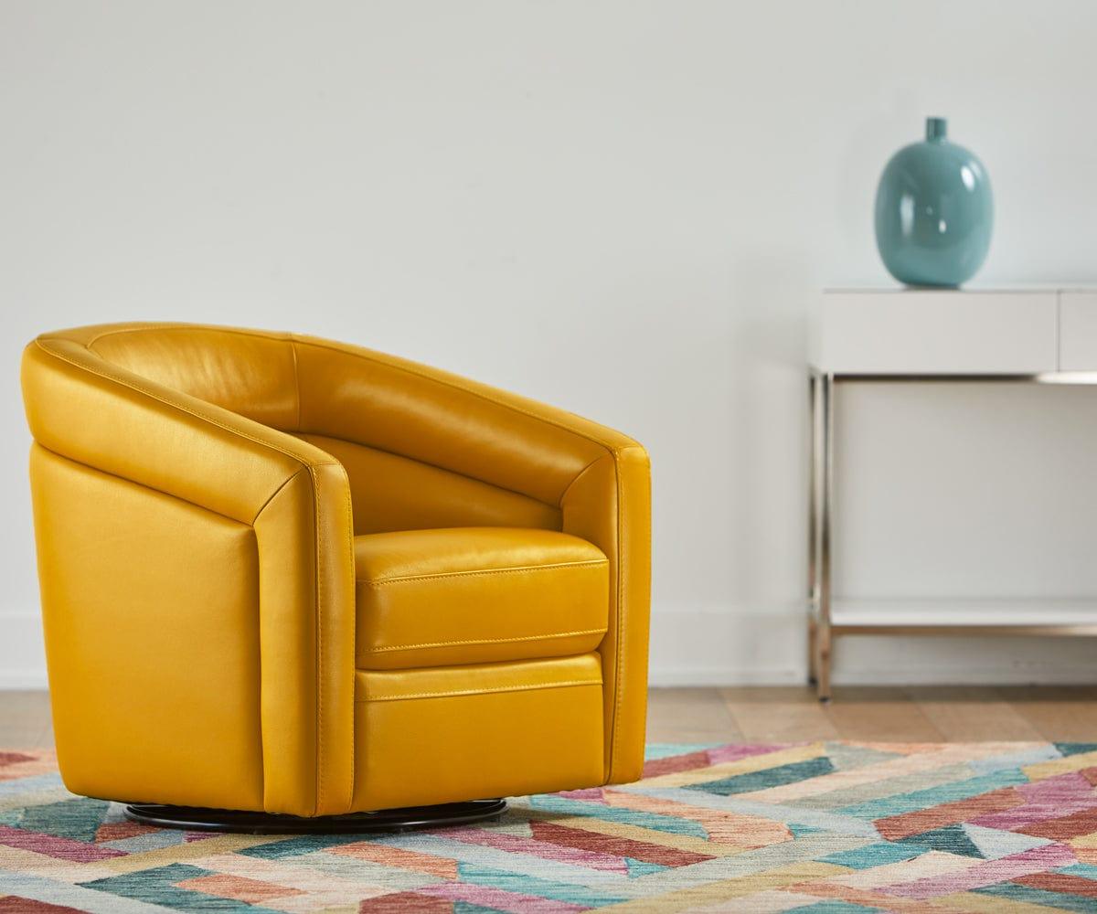 Yellow leather outlet swivel chair
