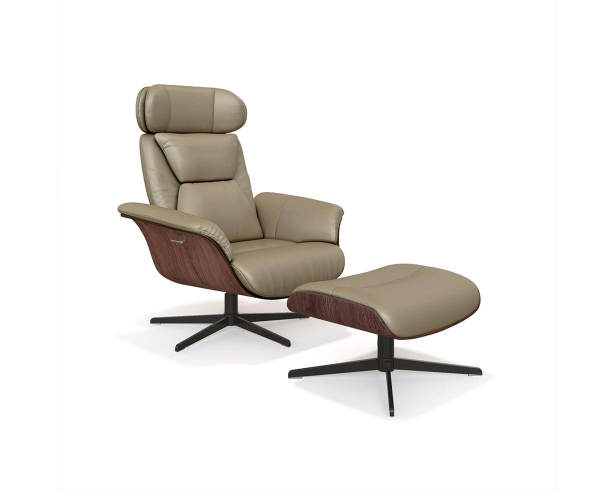 Alvar Leather Recliner And Ottoman - Main Image